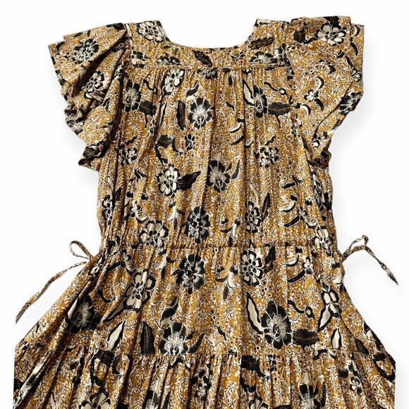 New with tag, ULLA JOHNSON Zuma Printed Tie-front Midi Dress In Amber Size 2 - Picture 9 of 16